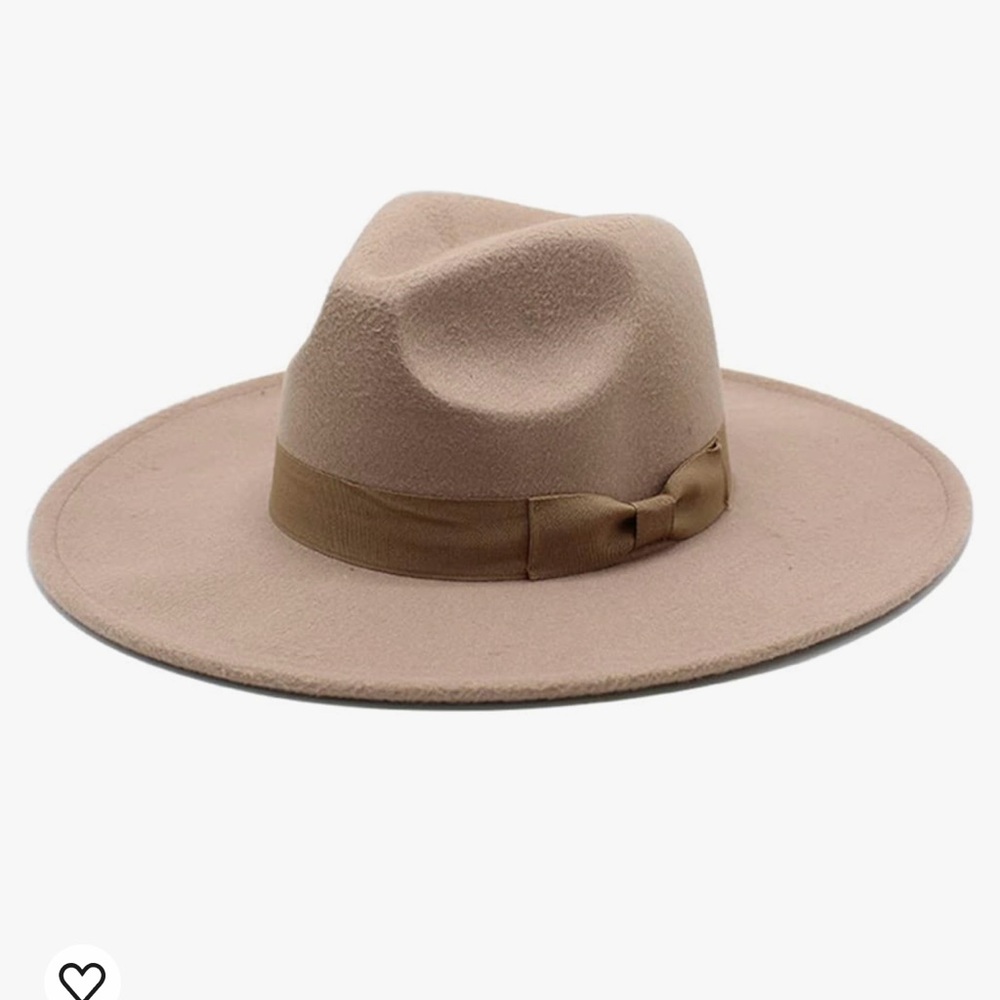 - Women's Wool Wide Brim Fedora Hat (TAN)